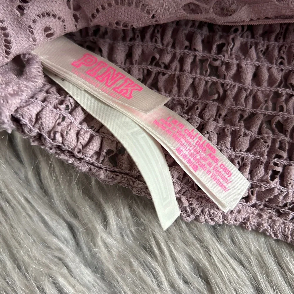 PINK‎ Victoria's Secret Wireless Bralette Womens Size Large Purple Lace Bra